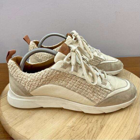 Sezane Sama Sneaker Womens Multicolor Woven Ecru Sam Crochet Suede Leather Sz 9 - Picture 1 of 15
